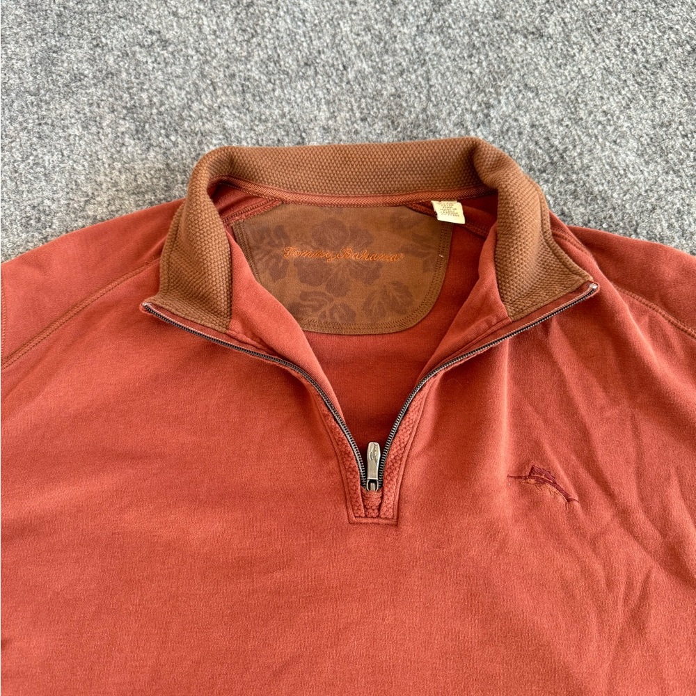 Tommy Bahama 1/4 Zip Pullover Shirt Long Sleeve Pima Cotton Men’s SZ XL Orange - Picture 5 of 12